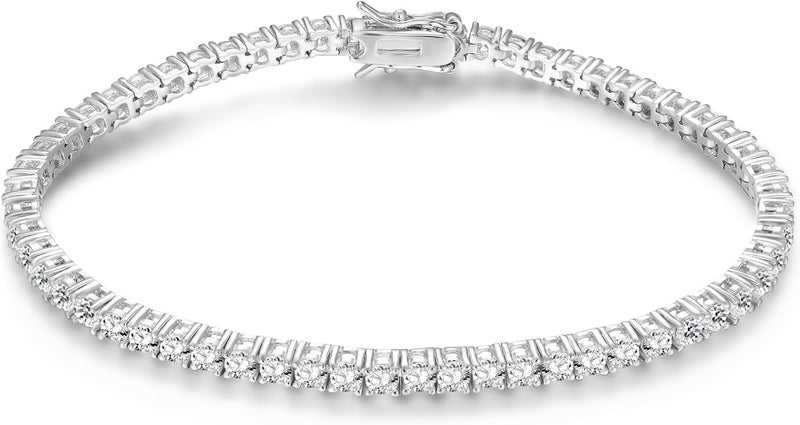 GEMSME 18K White/Yellow Gold Plated 3.0 Cubic Zirconia Classic Tennis Bracelet for Women and Men 6-9 Inches - Image 4